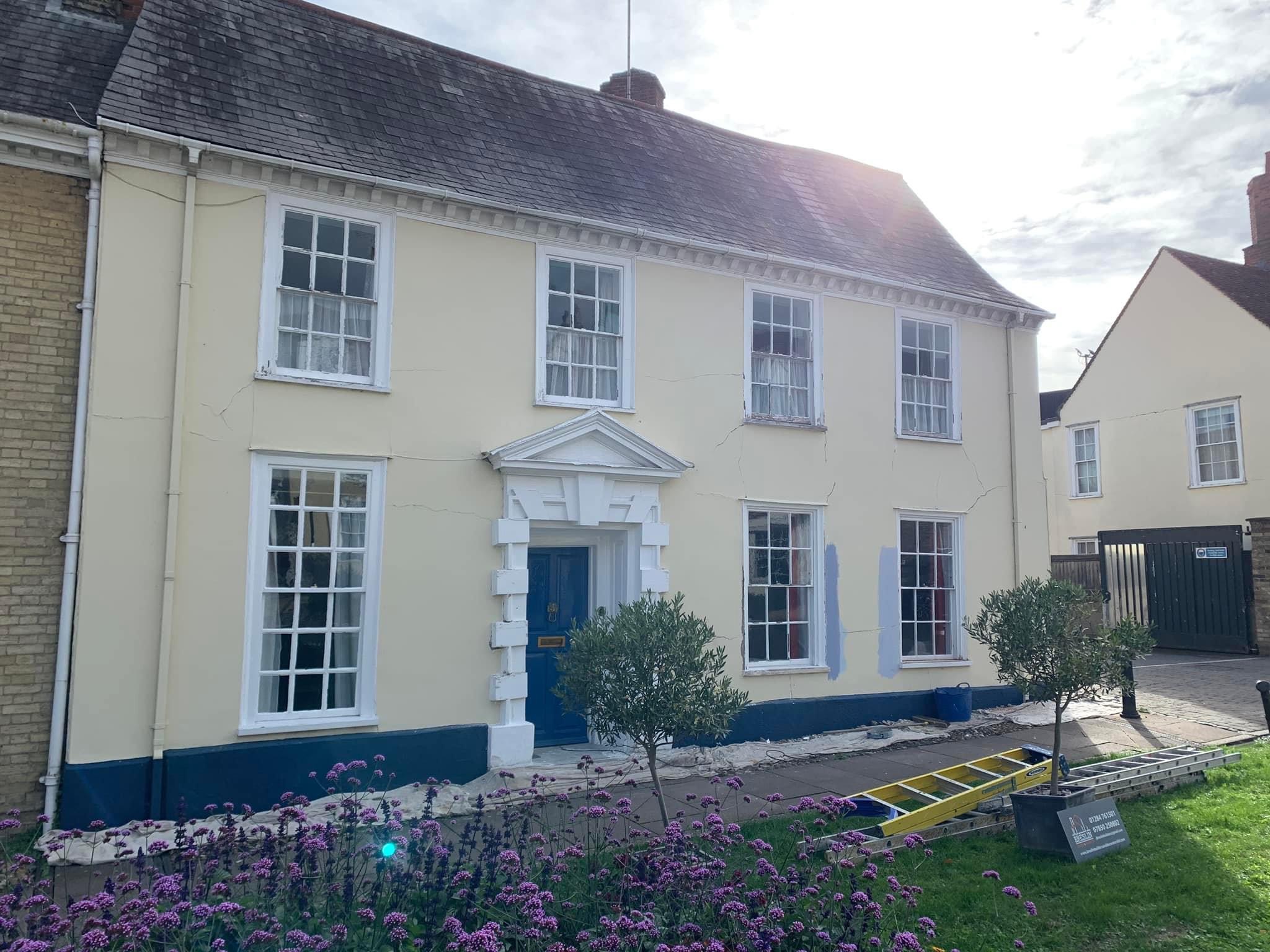 The Georgian house before, painted cream