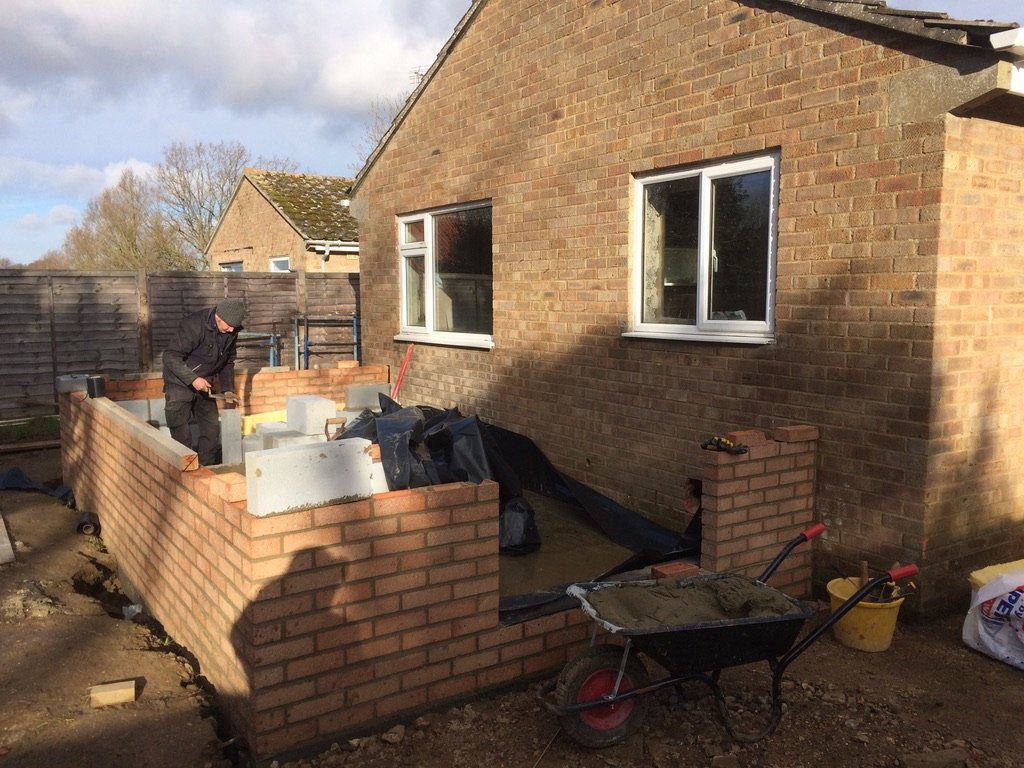 Blockwork rising for a single storey extension