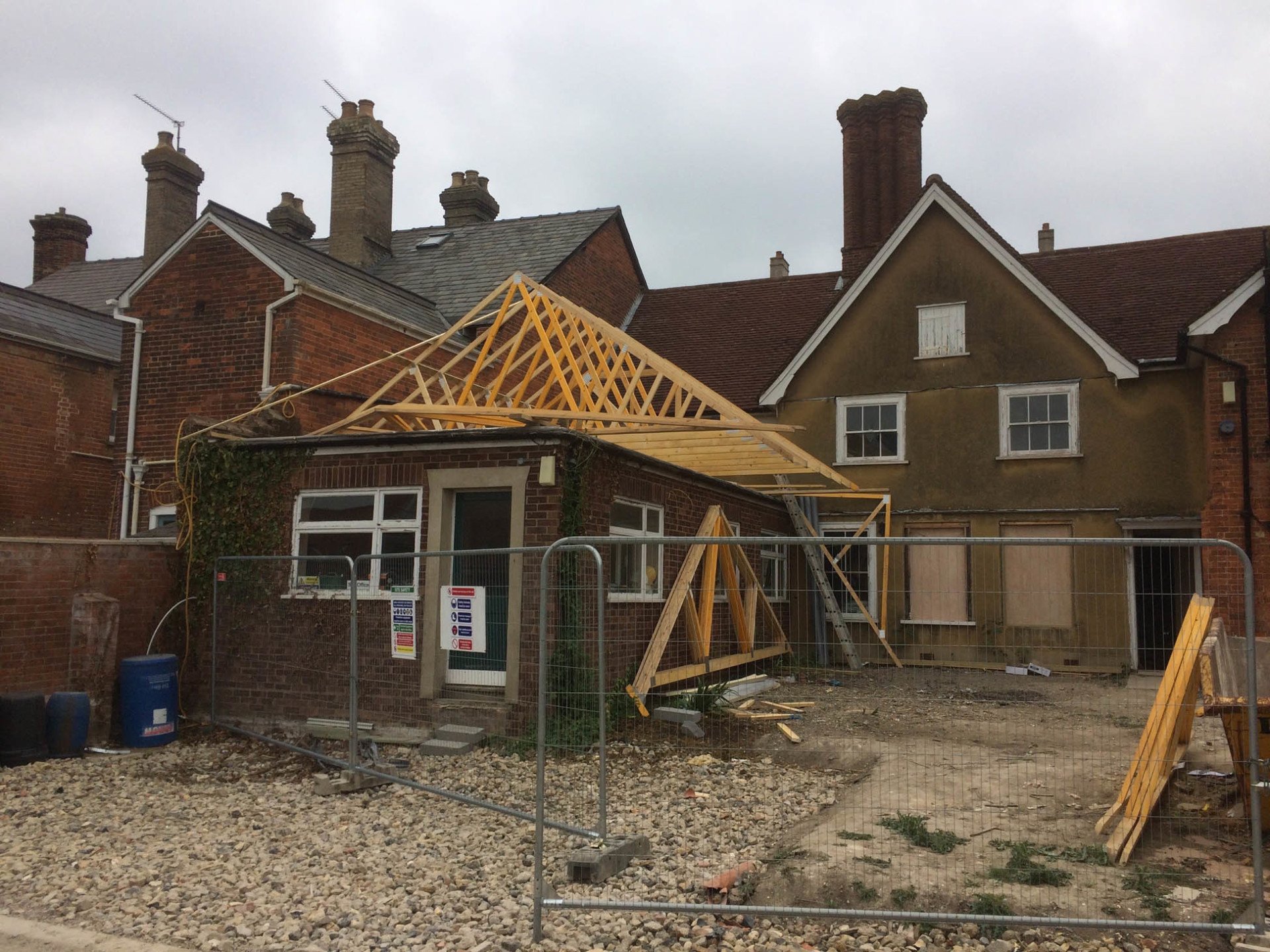 Roof trusses on a new extension to a period house